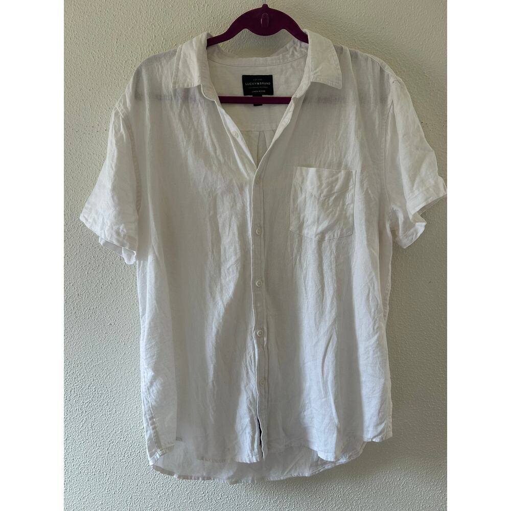 Lucky Brand Men's Linen Blend Camp Collar Shirt
